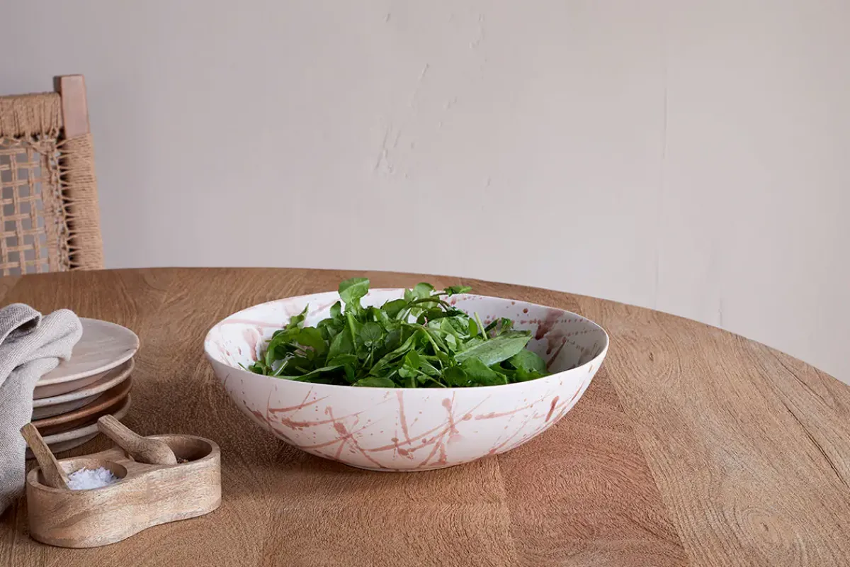 Serving Bowls^Nkuku Canela Splatter Serving Bowl - Dusty Terracotta