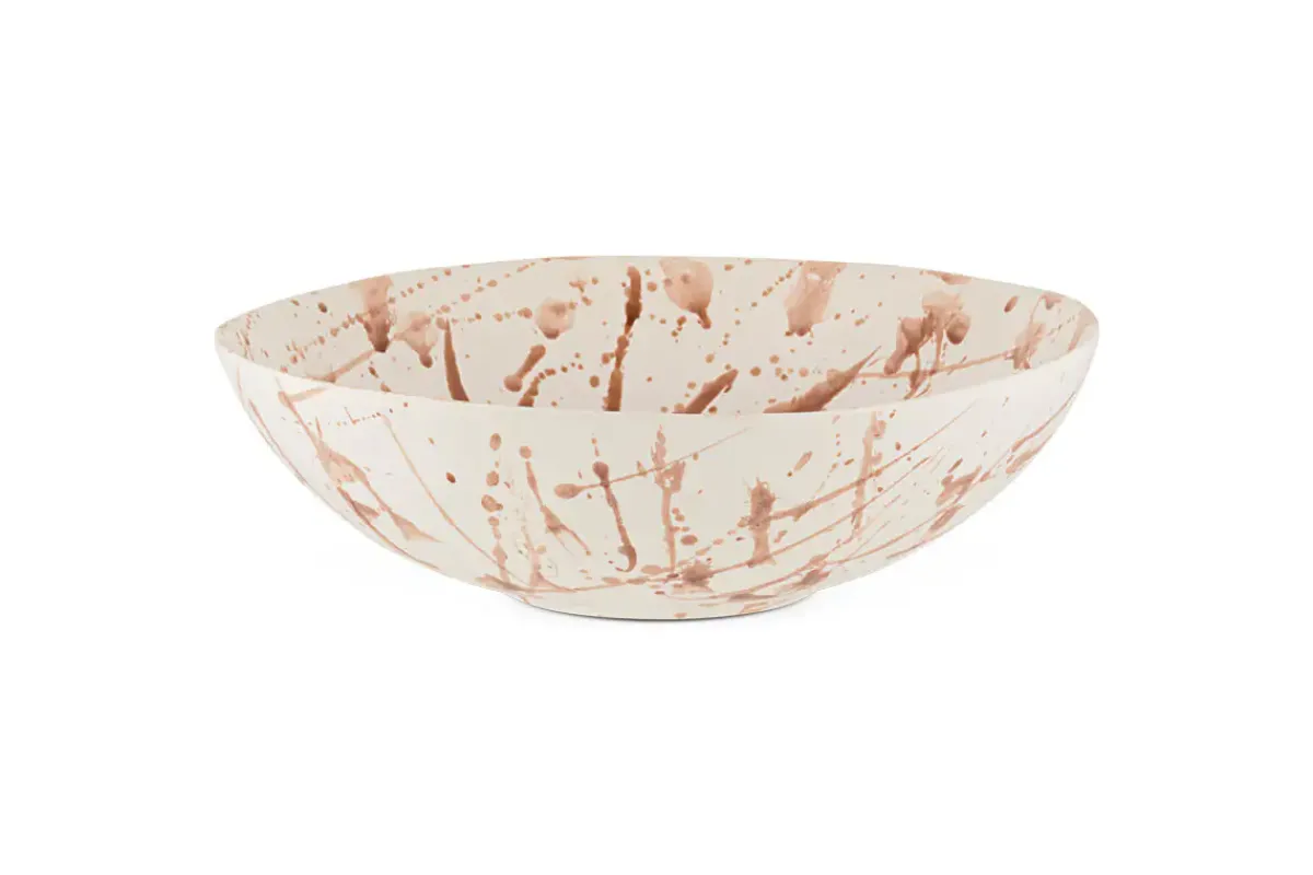 Serving Bowls^Nkuku Canela Splatter Serving Bowl - Dusty Terracotta