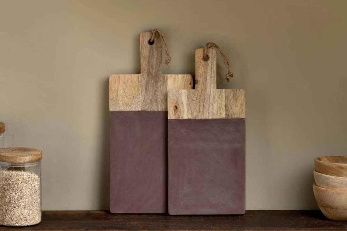 Cheese Board & Knives|Chopping Boards^Nkuku Cassia Mango Wood & Stone Board - Natural