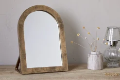 Desk Accessories^Nkuku Cayce Cast Aluminum Vanity Mirror - Antique Brass