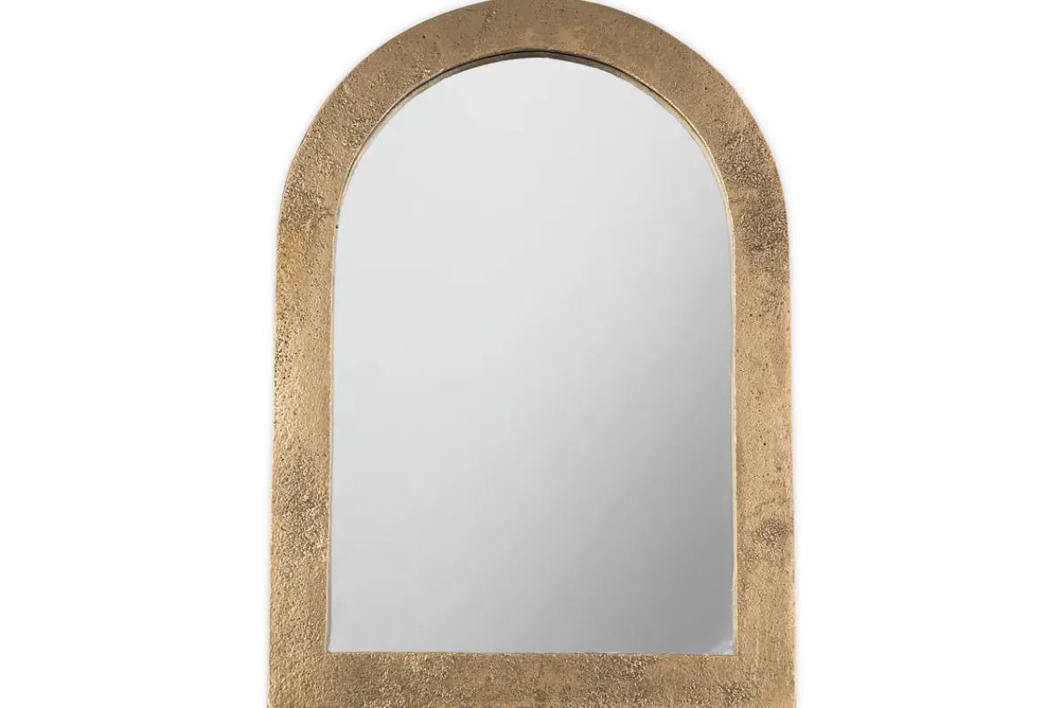 Desk Accessories^Nkuku Cayce Cast Aluminum Vanity Mirror - Antique Brass