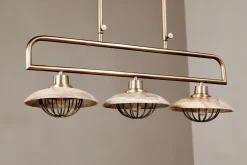 Statement Lighting|Pendant Lighting^Nkuku Chakai Mango Wood Pendant Lamp - Natural & Antique Brass