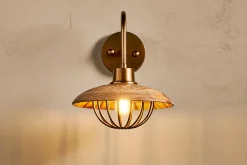 Wall Lights|Wall & Spot Lights^Nkuku Chakai Mango Wood Wall Lamp - Natural & Antique Brass