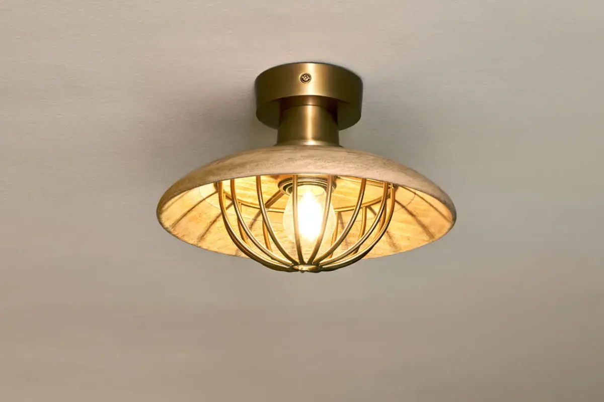 Ceiling Lights|Pendant Lighting^Nkuku Chakai Wood & Metal Flush Ceiling Light