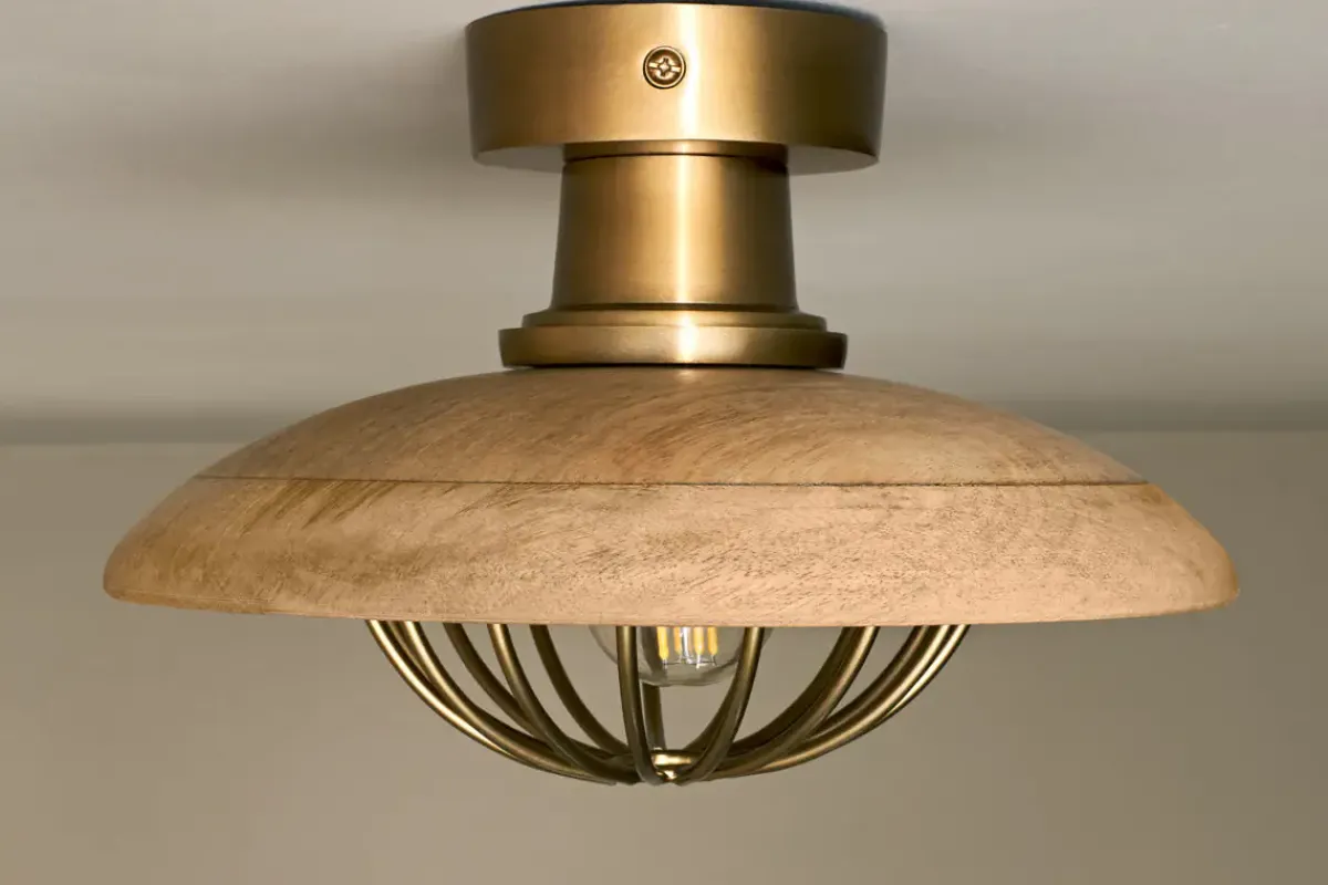 Ceiling Lights|Pendant Lighting^Nkuku Chakai Wood & Metal Flush Ceiling Light
