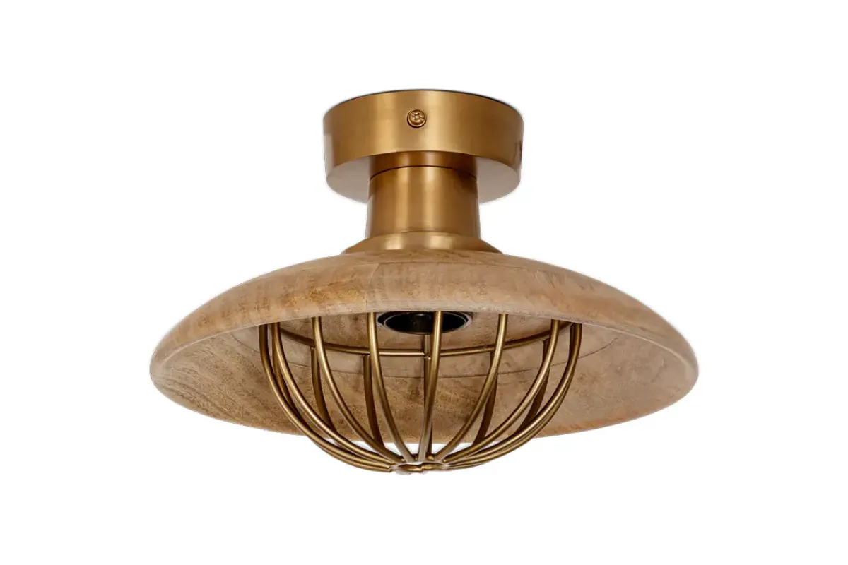 Ceiling Lights|Pendant Lighting^Nkuku Chakai Wood & Metal Flush Ceiling Light