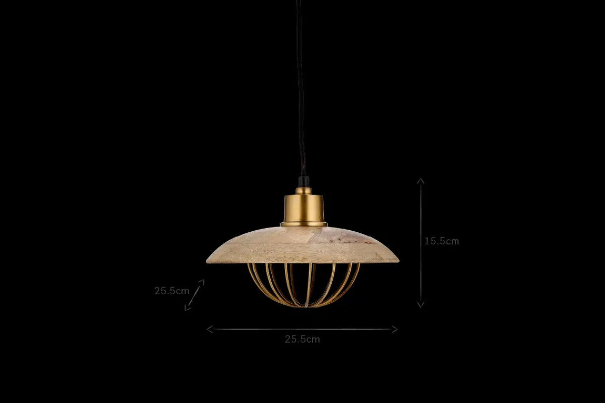 Pendant Lighting^Nkuku Chakai Wood & Metal Pendant - Small