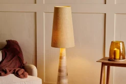 Floor Lamps^Nkuku Chameli Tapered Mango Wood Floor Lamp