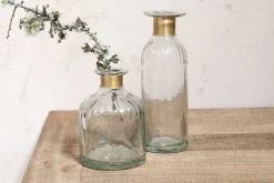 Decorative Home Accessories|Vases^Nkuku Chara Hammered Bottle - Lines - Small