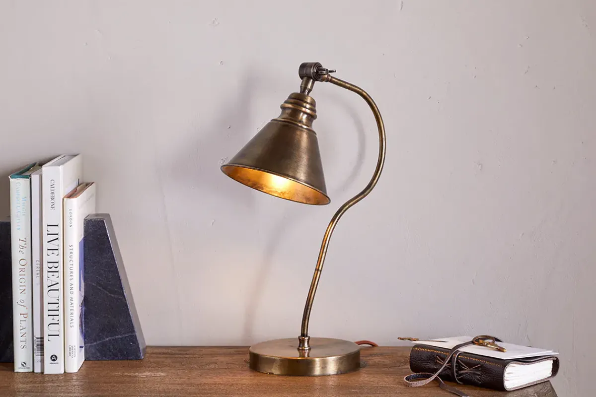 Desk Lamps^Nkuku Damba Desk Lamp - Antique Brass