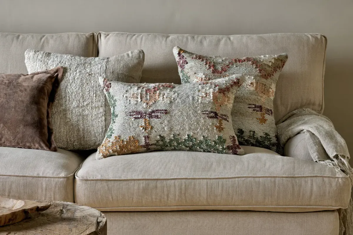 Decorative Home Accessories|Bedroom Textiles^Nkuku Dantri Jute & Cotton Cushion Cover - Soft Grey
