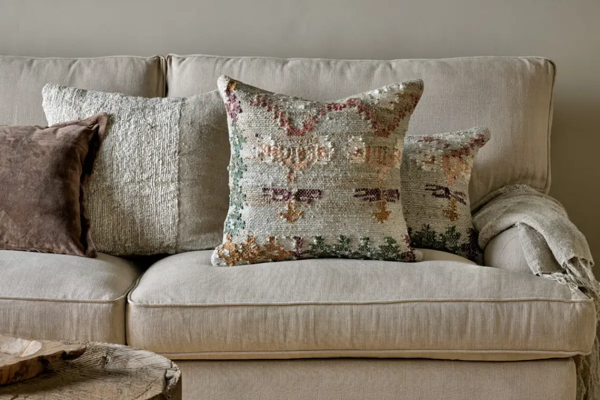 Decorative Home Accessories|Bedroom Textiles^Nkuku Dantri Jute & Cotton Cushion Cover - Soft Grey