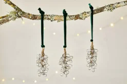 New Christmas|Bright Christmas^Nkuku Danvi Glass Drop Baubles - Brass & Clear (Set of 3)