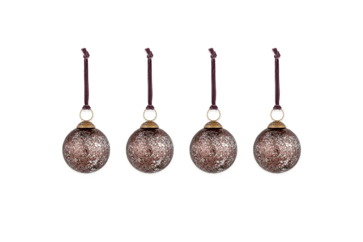 Baubles & Tree Decorations^Nkuku Darya Baubles - Antique Burgundy - (Set of 4)