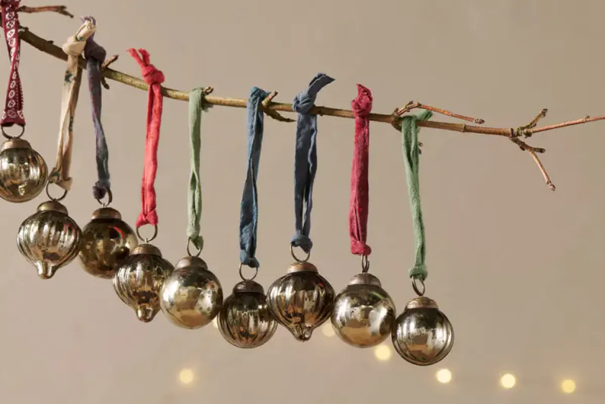 Baubles & Tree Decorations|Winter Berries^Nkuku Dew Drop Baubles - - (Set of 12) Antique Gold