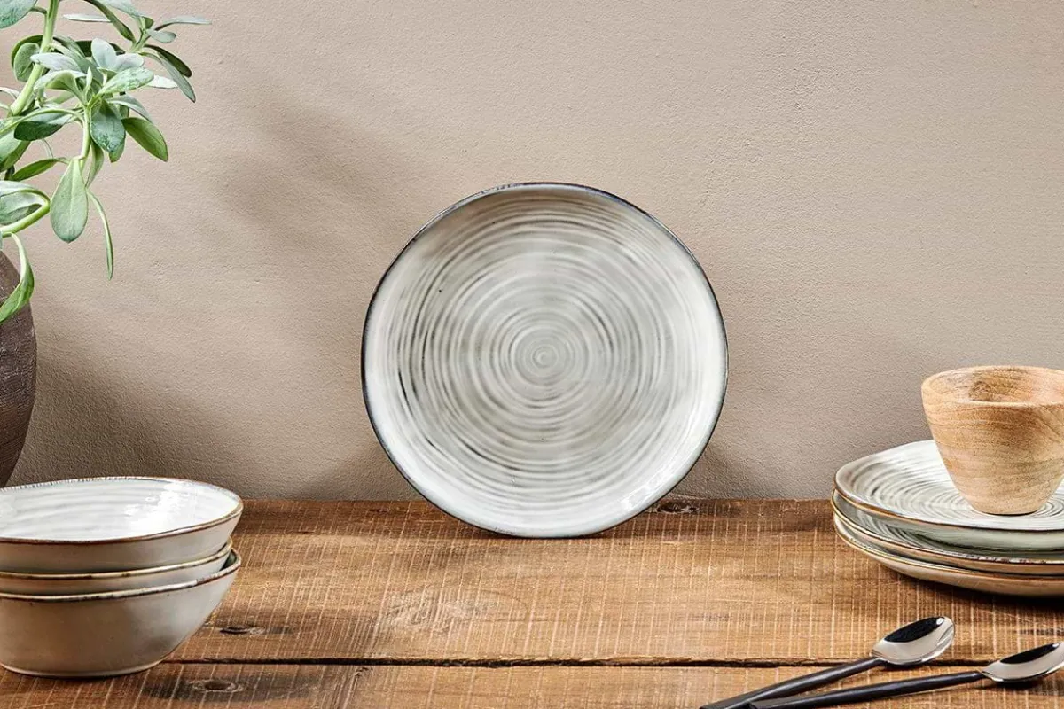 Plates^Nkuku Dhanuk Ceramic Side Plate - Cream