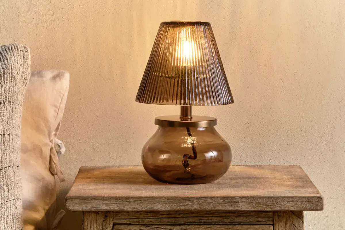 Table Lamps|Bedroom^Nkuku Dimalai Recycled Glass Table Lamp - Brown Smoke