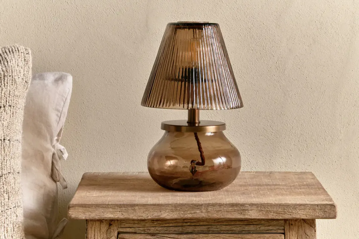 Table Lamps|Bedroom^Nkuku Dimalai Recycled Glass Table Lamp - Brown Smoke
