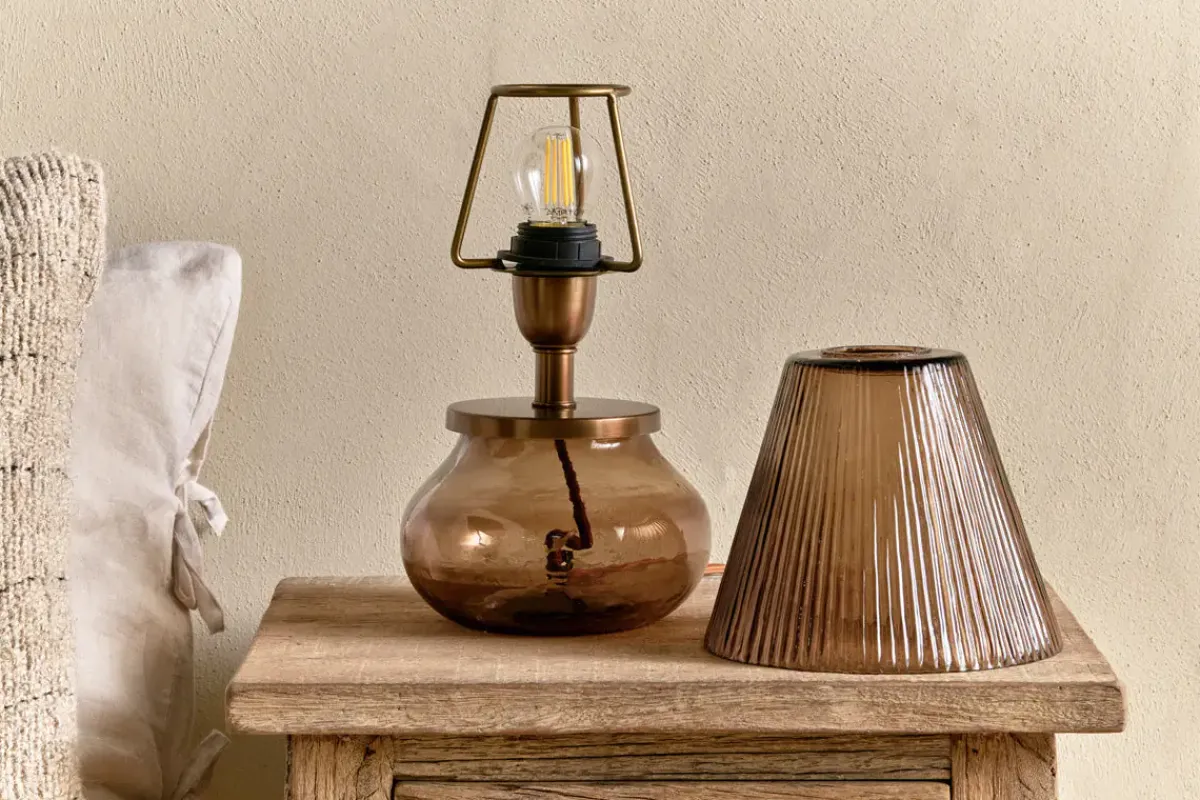 Table Lamps|Bedroom^Nkuku Dimalai Recycled Glass Table Lamp - Brown Smoke