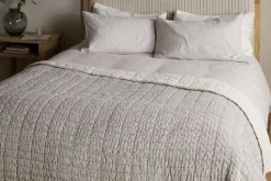 Blankets & Throws|Blankets & Throws^Nkuku Dipti Cotton & Linen Block Print Bed Quilt - Charcoal