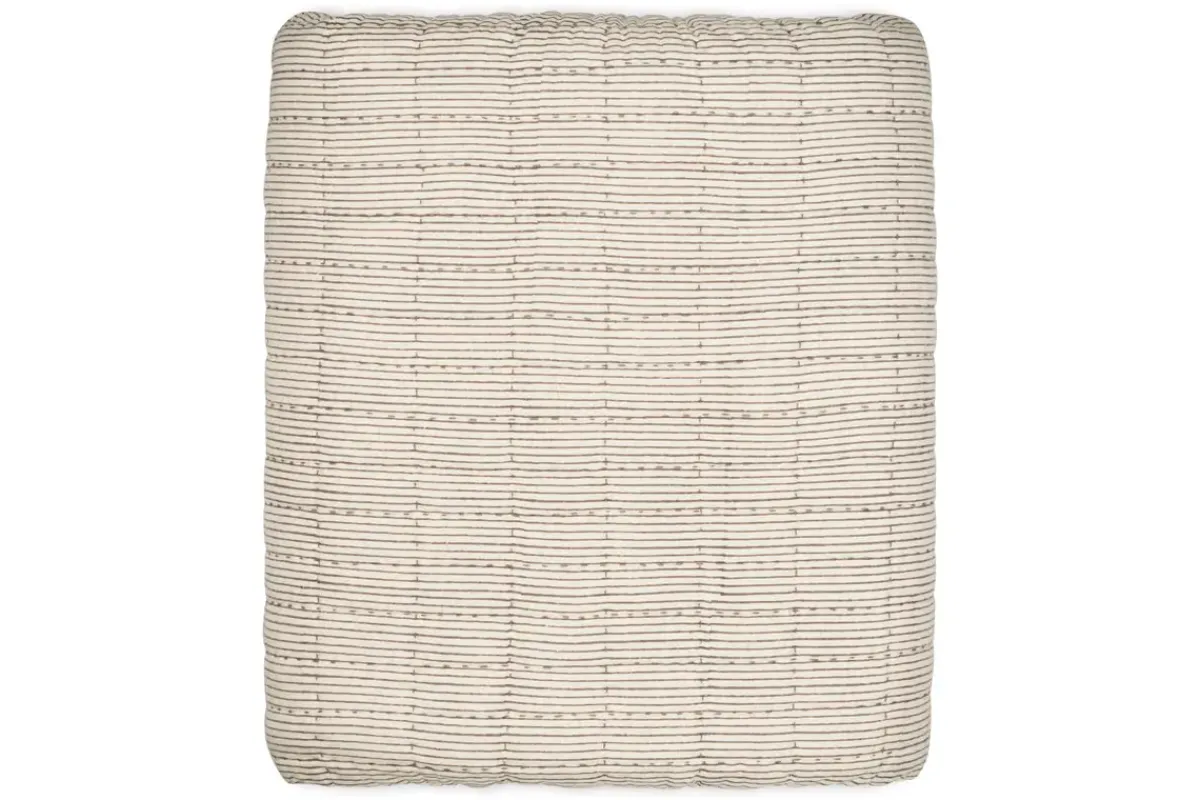 Blankets & Throws|Blankets & Throws^Nkuku Dipti Cotton & Linen Block Print Bed Quilt - Charcoal