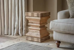 Living|Beside Tables^Nkuku Disha Carved Mango Wood Side Table - Natural