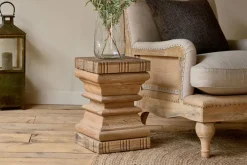 Living|Beside Tables^Nkuku Disha Carved Mango Wood Side Table - Natural