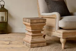 Living|Beside Tables^Nkuku Disha Carved Mango Wood Side Table - Natural