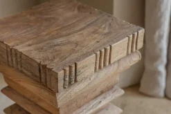 Living|Beside Tables^Nkuku Disha Carved Mango Wood Side Table - Natural