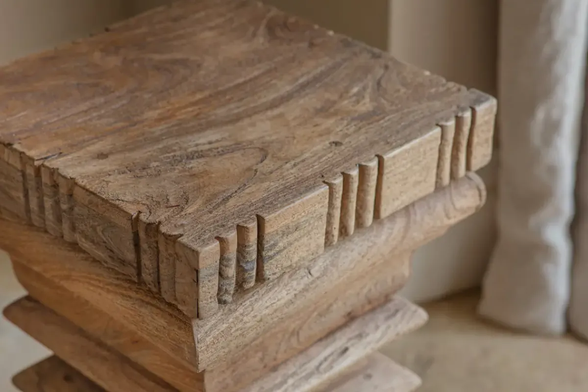 Living|Beside Tables^Nkuku Disha Carved Mango Wood Side Table - Natural