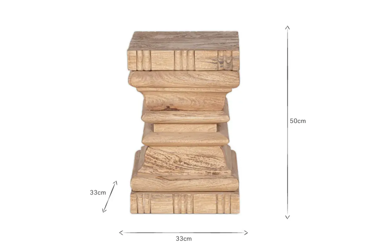 Living|Beside Tables^Nkuku Disha Carved Mango Wood Side Table - Natural