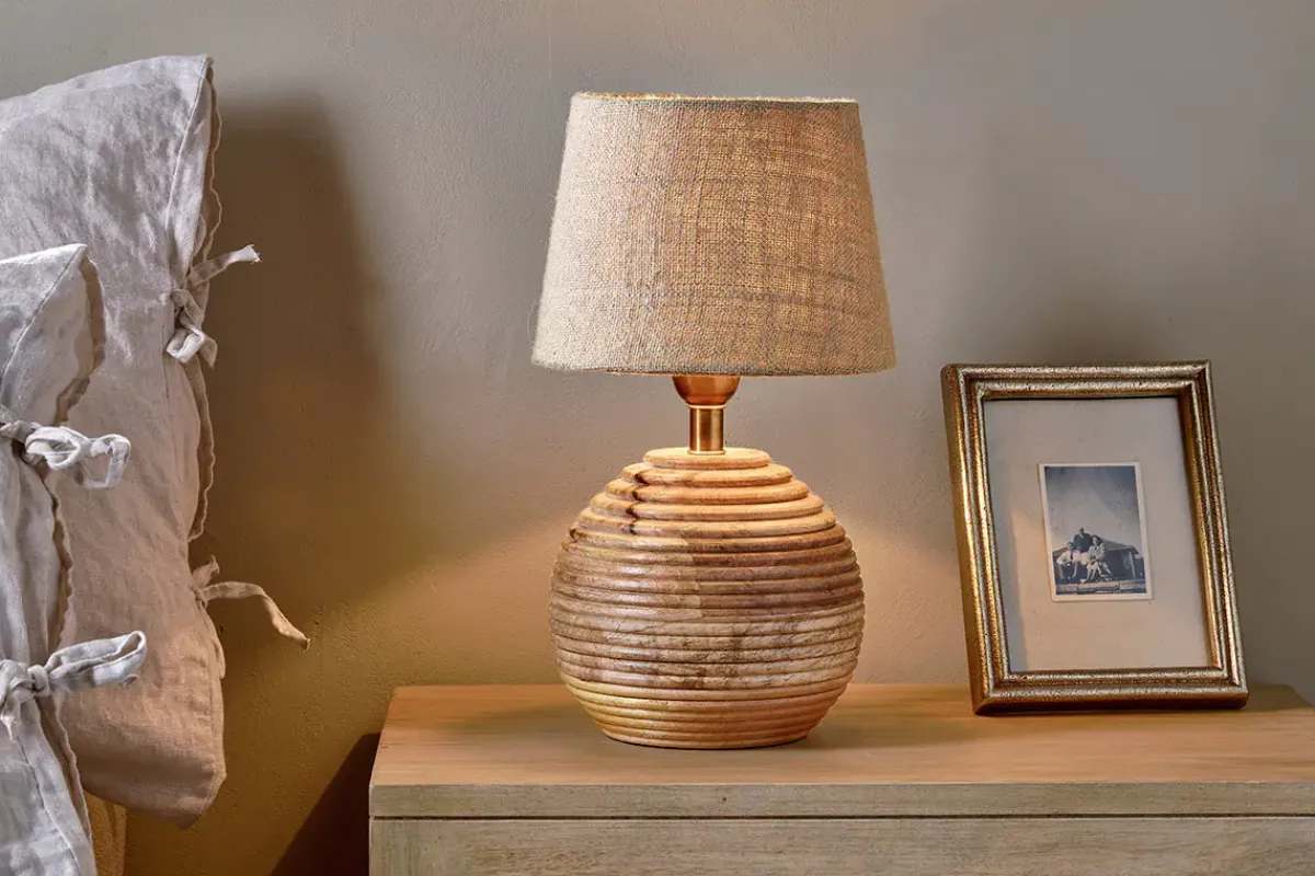 Bedside Lamps|Table Lamps^Nkuku Drisana Mango Wood Bedside Table Lamp