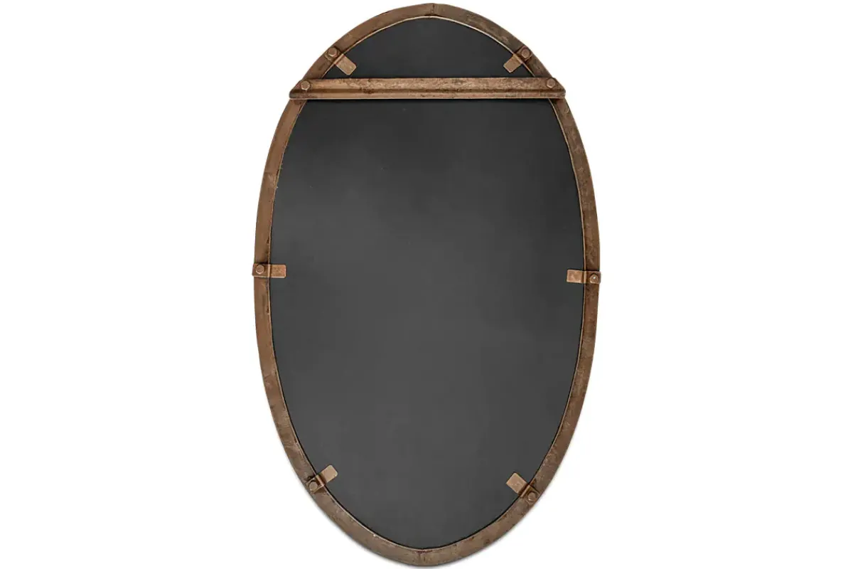 Round Mirrors|Wall Mirrors^Nkuku Drishti Oval Iron Mirror - Antique Black - Small
