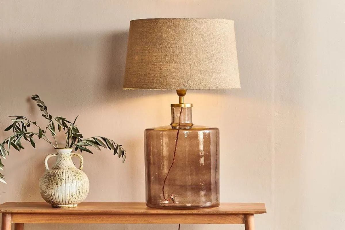 Bedside Lamps|Table Lamps^Nkuku Edina Recycled Glass Table Lamp - - Large Smoke Brown