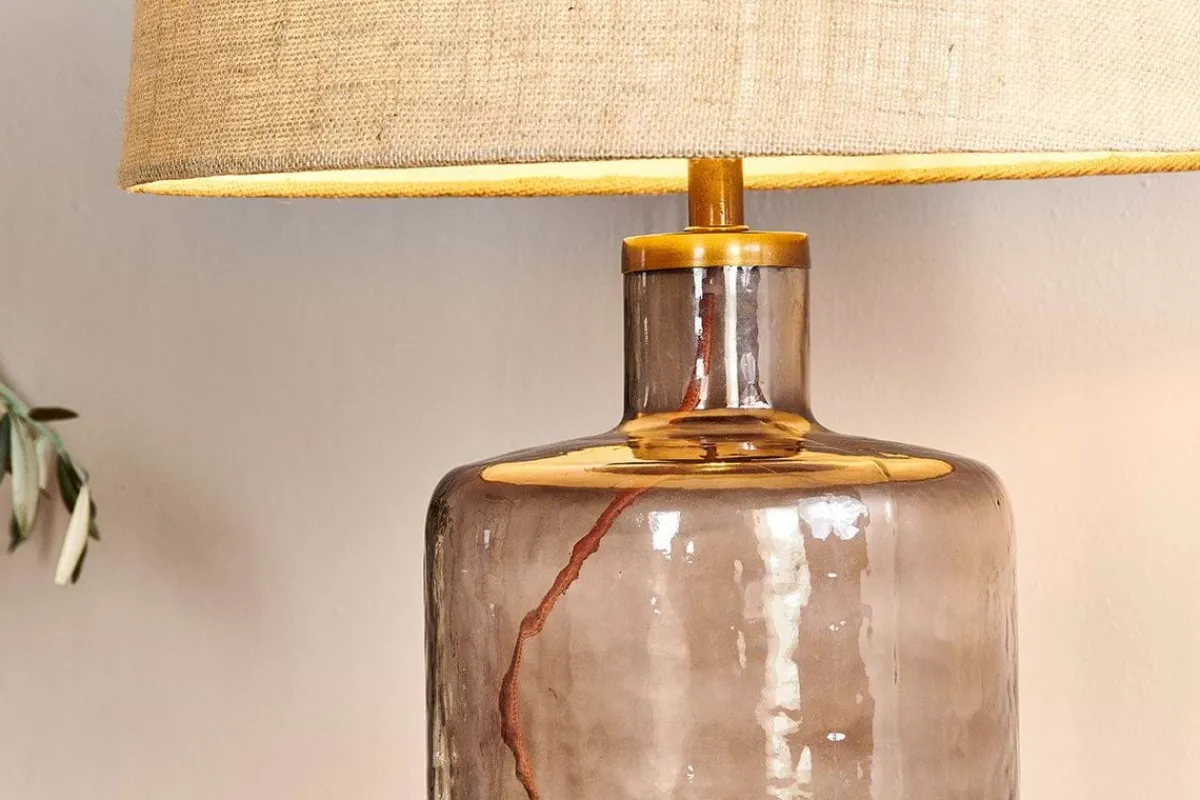 Bedside Lamps|Table Lamps^Nkuku Edina Recycled Glass Table Lamp - - Large Smoke Brown