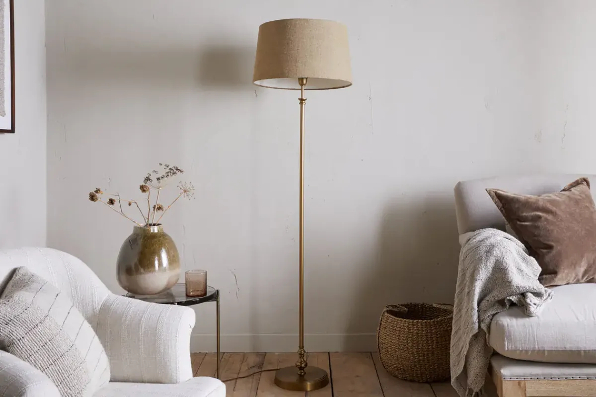 Floor Lamps^Nkuku Ehadi Antique Floor Lamp - Antique Brass