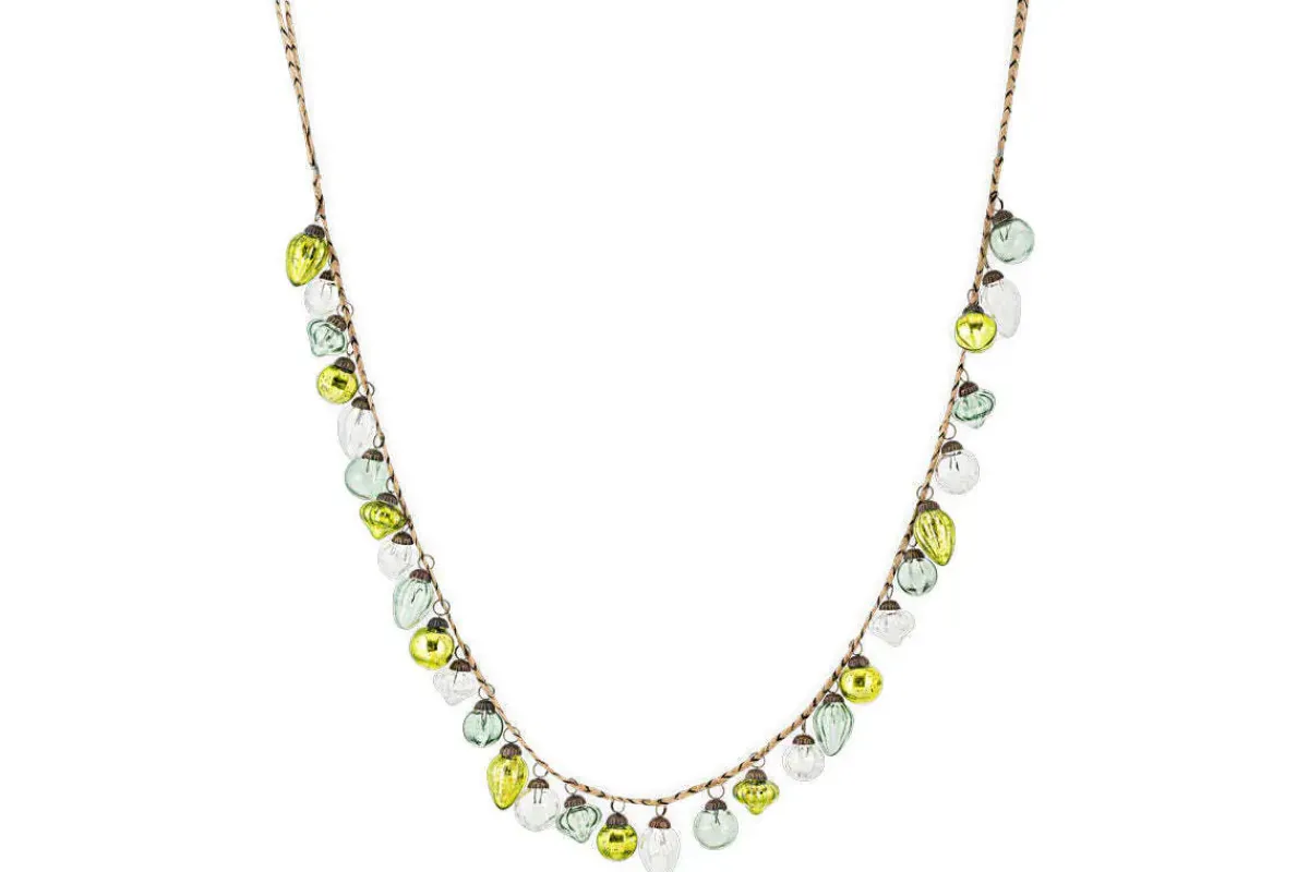 Wreaths & Garlands|Baubles & Tree Decorations^Nkuku Ekiti Bauble Garland - Mixed Green & Clear