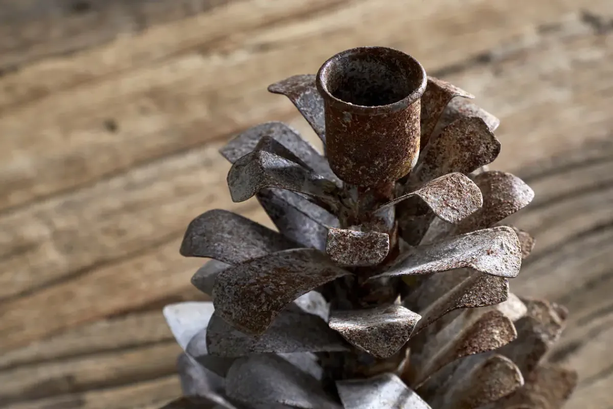 Christmas Table|New Christmas^Nkuku Elagalu Pine Cone Candle Holder - Zinc