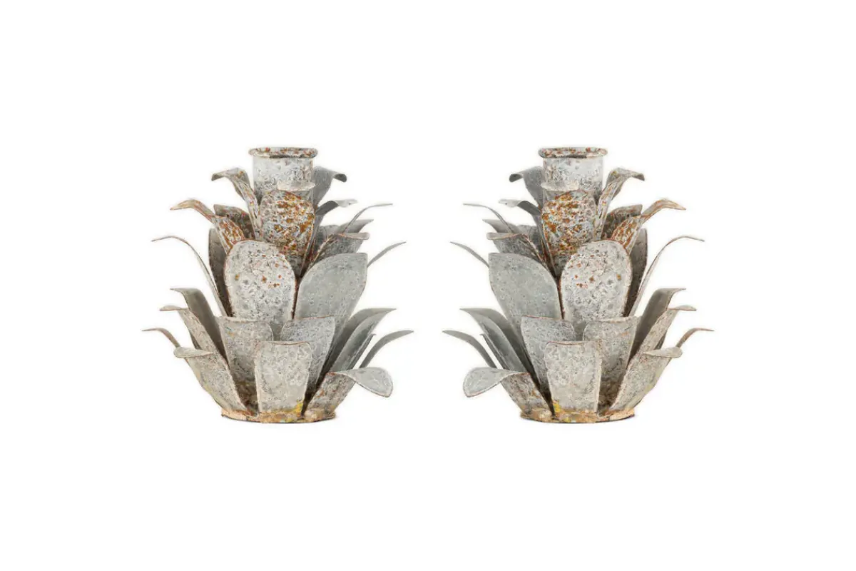Christmas Table^Nkuku Elagalu Pine Cone Candle Holders - Zinc (Set of 2)