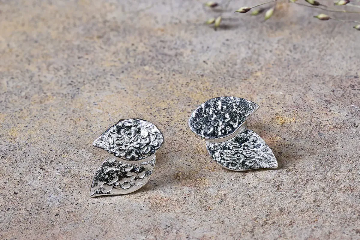 Jewellery & Jewellery Boxes|Jewellery^Nkuku Elina Double Leaf Earrings - Silver