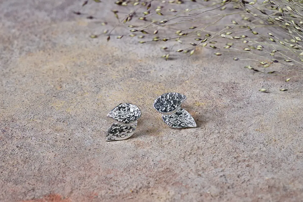 Jewellery & Jewellery Boxes|Jewellery^Nkuku Elina Double Leaf Earrings - Silver