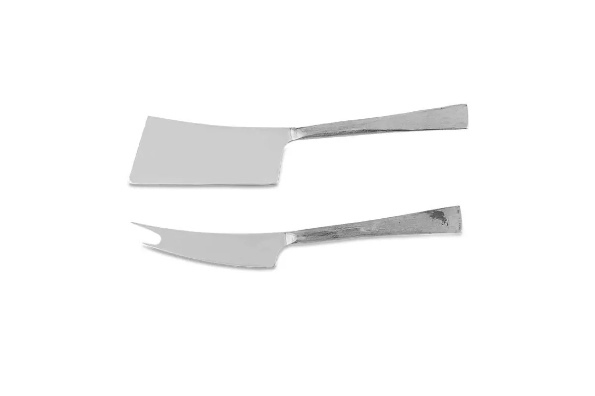 Serving Cutlery|Cheese Board & Knives^Nkuku Ena Cheese Knife Set - Brushed Silver (Set of 2)