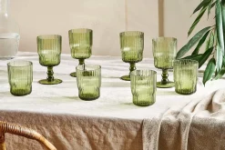 Entertaining Glasses|Wine & Champagne Glasses^Nkuku Fali Wine Glass - Olive - (Set of 4)