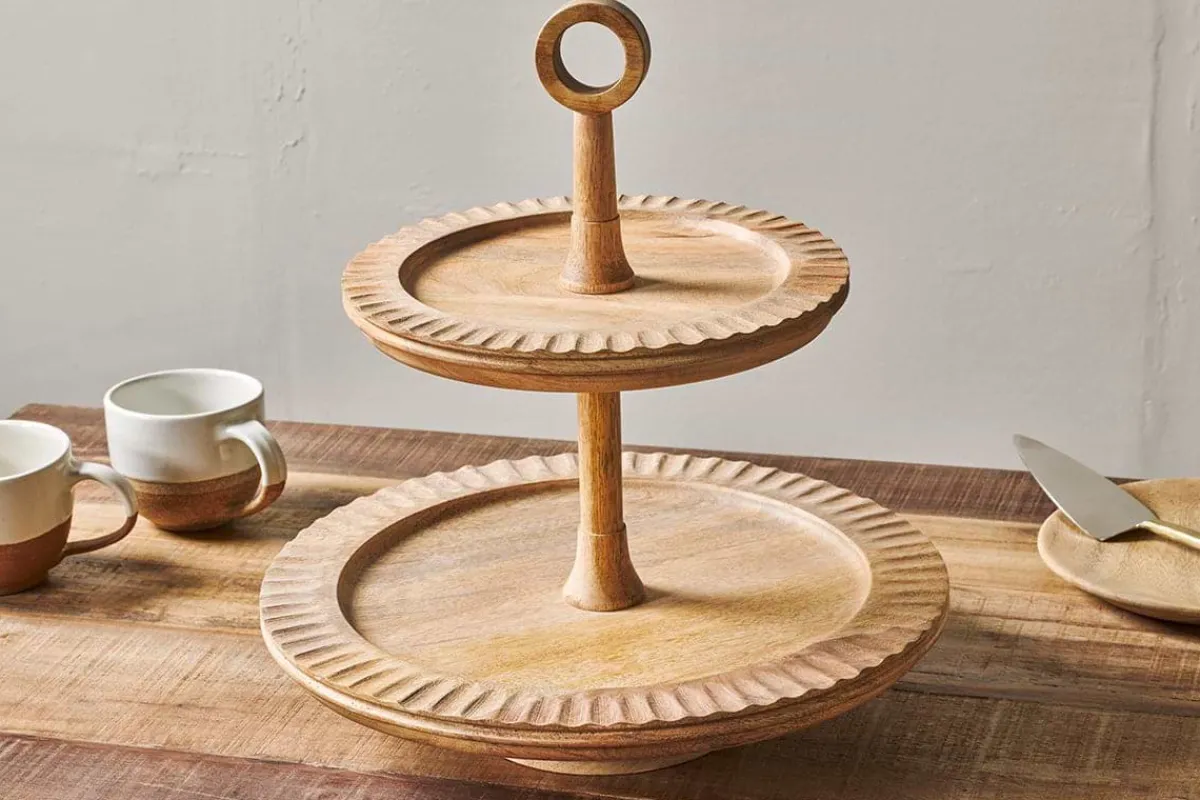 Pantry|Cake Domes & Stands^Nkuku Gavivi Mango Wood Cake Stand