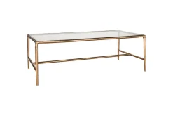 Living|Coffee Tables^Nkuku Gilasi Cast Metal & Glass Coffee Table - Antique Brass