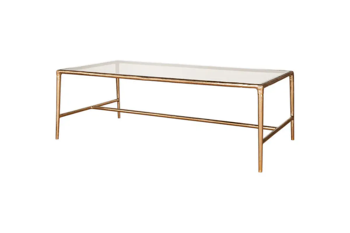 Living|Coffee Tables^Nkuku Gilasi Cast Metal & Glass Coffee Table - Antique Brass