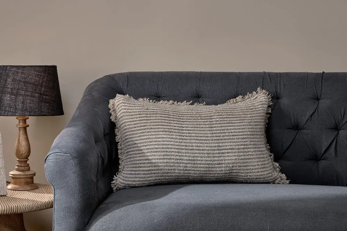 Bedroom Textiles|Cushions^Nkuku Gili Linen Cushion Cover - Dark Green & Natural