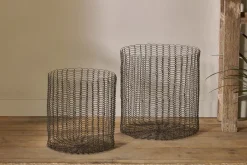 Baskets^Nkuku Gosaba Iron Basket - Aged Brass (Set of 2)