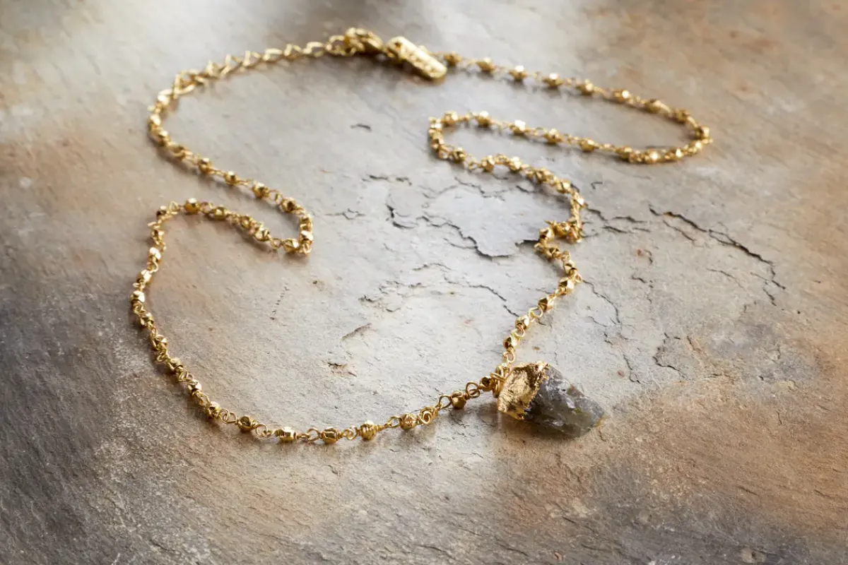 Jewellery & Jewellery Boxes|Jewellery^Nkuku Hadari Labradorite Necklace - Gold