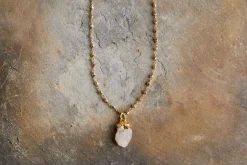Jewellery & Jewellery Boxes|Jewellery^Nkuku Hadari Rose Quartz Necklace - Gold